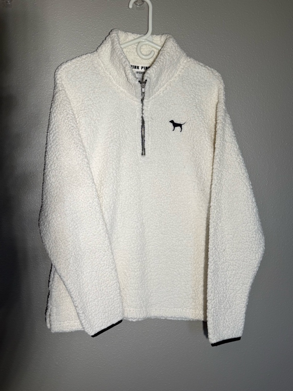 Victoria's Secret PINK Cream Sherpa 1/4 Zip Pullover